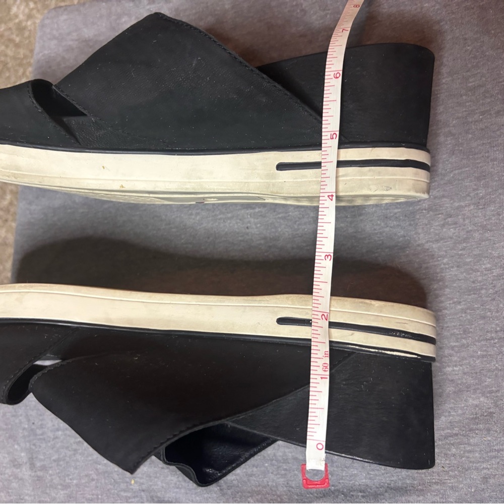 EILEEN FISHER Grand Platform Heel Cutout Suede Rubber Slip On Slide Sandals 9 - Picture 3 of 5